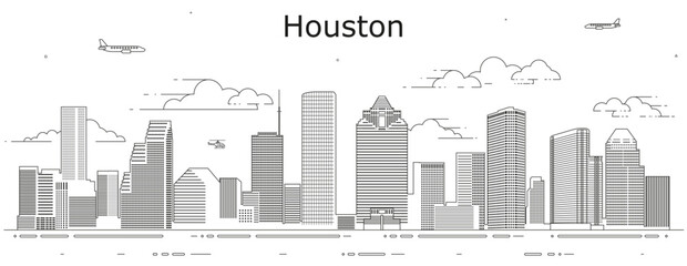 Houston cityscape line art vector illustration
