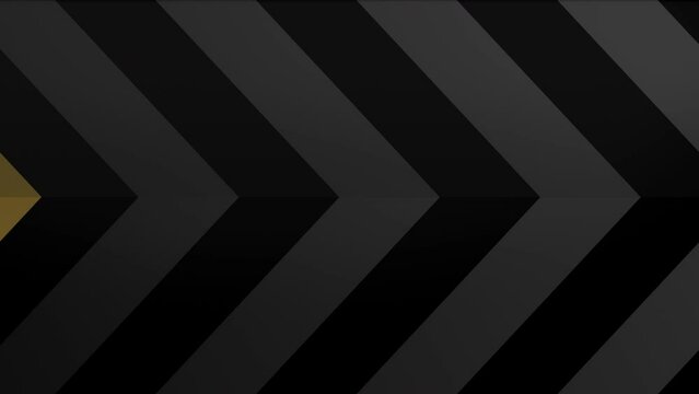 4K Black and grey seamless looping arrow chevron background texture with intermittent golden arrow pulsing across the screen