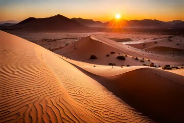 Fototapeta na wymiar sunset in the desert generated Ai.