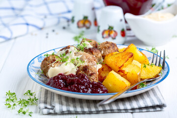 Meat meatballs. Swedish cuisine.