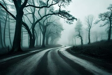 Obraz premium road in the fog generated Ai.
