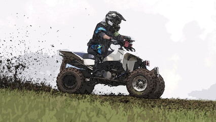 ATV Rider Racing Illustration © Michael Rolands