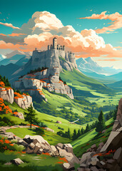 Travel poster - Castle landscape