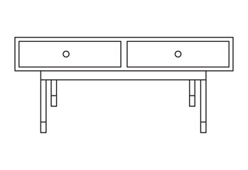  Furniture vector illustration. Cartoon flat furnishings design table, cabinet. Designer trendy items for home apartment or office interior decor isolated on white