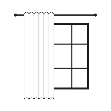 Window glass with curtains tulles various modern types architectural outdoor or indoor object vector collection. Illustration isolated on background