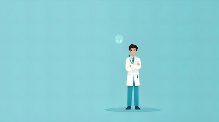 Medical pondering: cartoon doctor with a speech cloud concept
