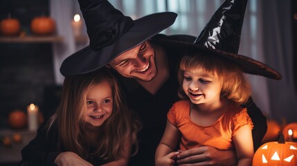 A family has fun during Halloween