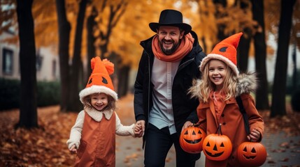 A family has fun during Halloween