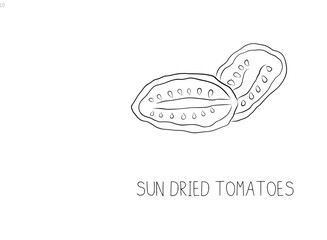 Sketch Sun Dried Tomatoes Simple Vector Illustration in Doodle Style