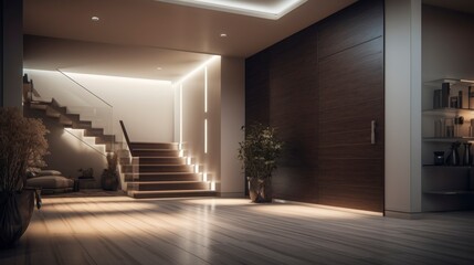 Modern house interior design. Modern entrance or corridor in an apartment, generative ai