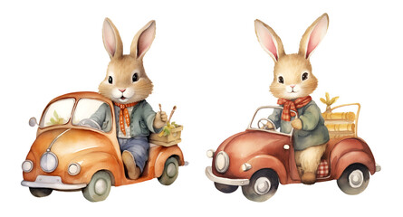 Cute bunny watercolor clipart illustration with isolated background