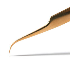 Copper golden metal curved tweezers beauty tools for eyelash extension beauty salon procedure....