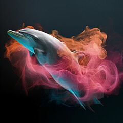 Multicolored Fantasy Wild Dolphin in Abstract