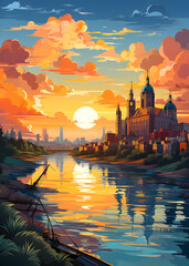 Travel Poster - City skyline 