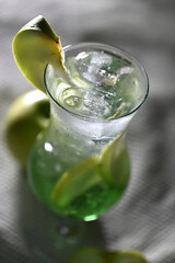 Refreshing Italian soda and lemon mojito drink with green apple Detox green juice Vegan healthy drink