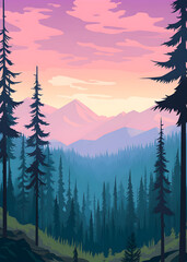 Travel Poster - Mountain landscape