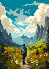 Travel poster - Travelling in the mountain