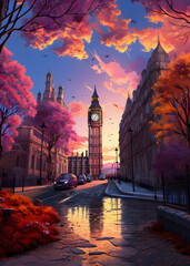 Travel poster - Big Ben landscape in London - obrazy, fototapety, plakaty