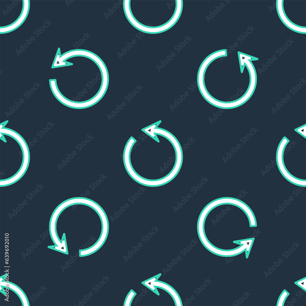 Poster line refresh icon isolated seamless pattern on black background. reload symbol. rotation arrow in a 