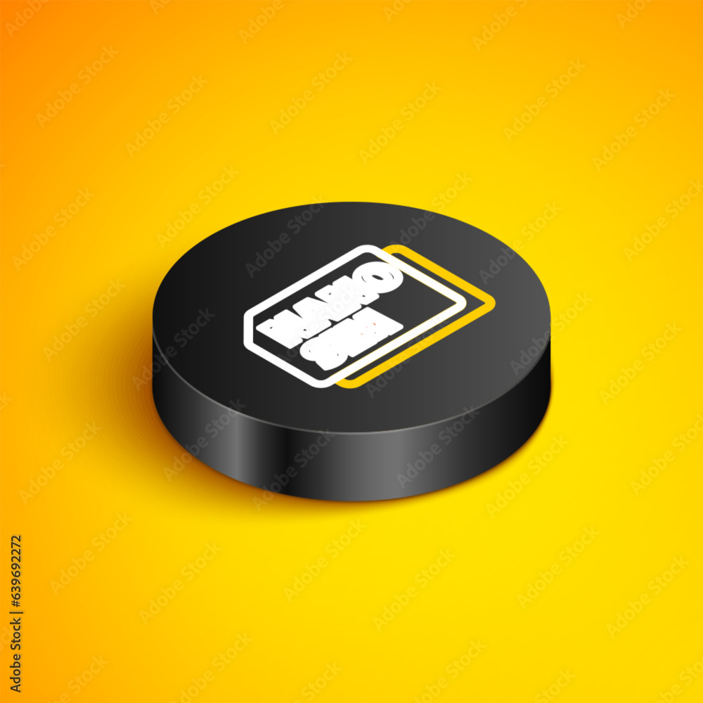 Poster isometric line nano sim card icon isolated on yellow background. mobile and wireless communication t