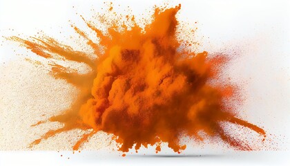 abstract background. ink splash, orange color powder splash on a white background. Generative in ai