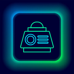 Glowing neon line Space capsule icon isolated on black background. Colorful outline concept. Vector