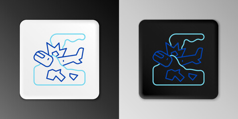 Line Plane crash icon isolated on grey background. Colorful outline concept. Vector