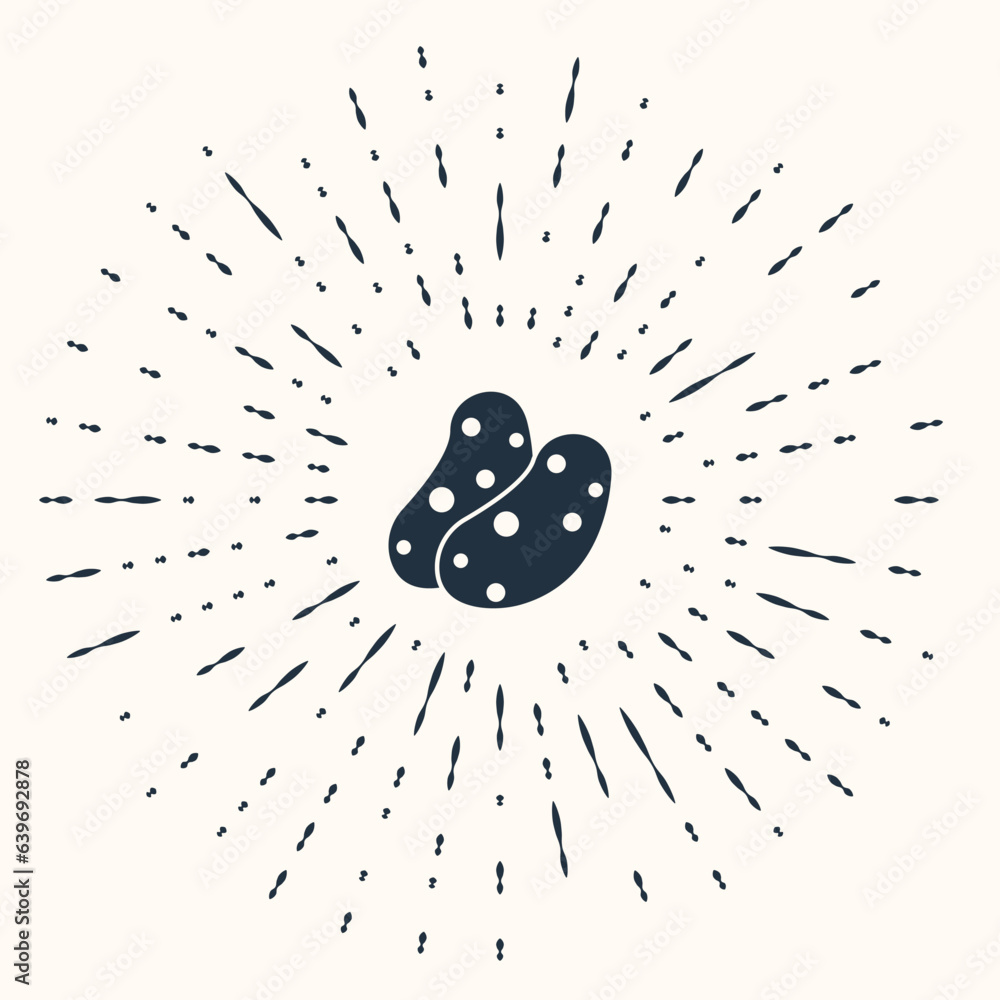 Poster grey potato icon isolated on beige background. abstract circle random dots. vector
