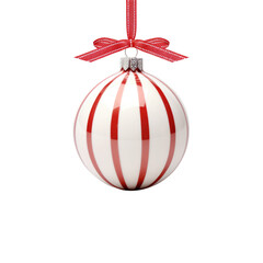 Obraz premium Red and white christmas ball isolated on transparent background. Generative ai