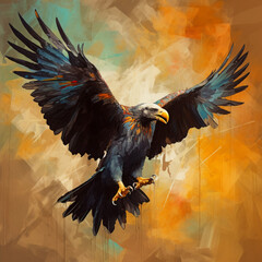 Multicolored Fantasy Vulture in Abstract