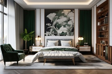 Art deco style interior design of modern bedroom