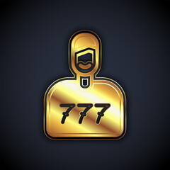 Gold Lucky player icon isolated on black background. Vector