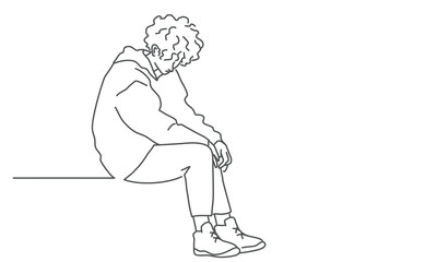 Boy sits there feeling lonely.