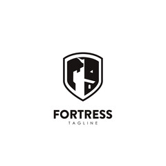 Castle Fortress shield Icon Logo Symbol Design Template Flat Style Vector