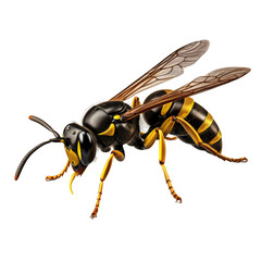 Side view of wasp on transparent background.