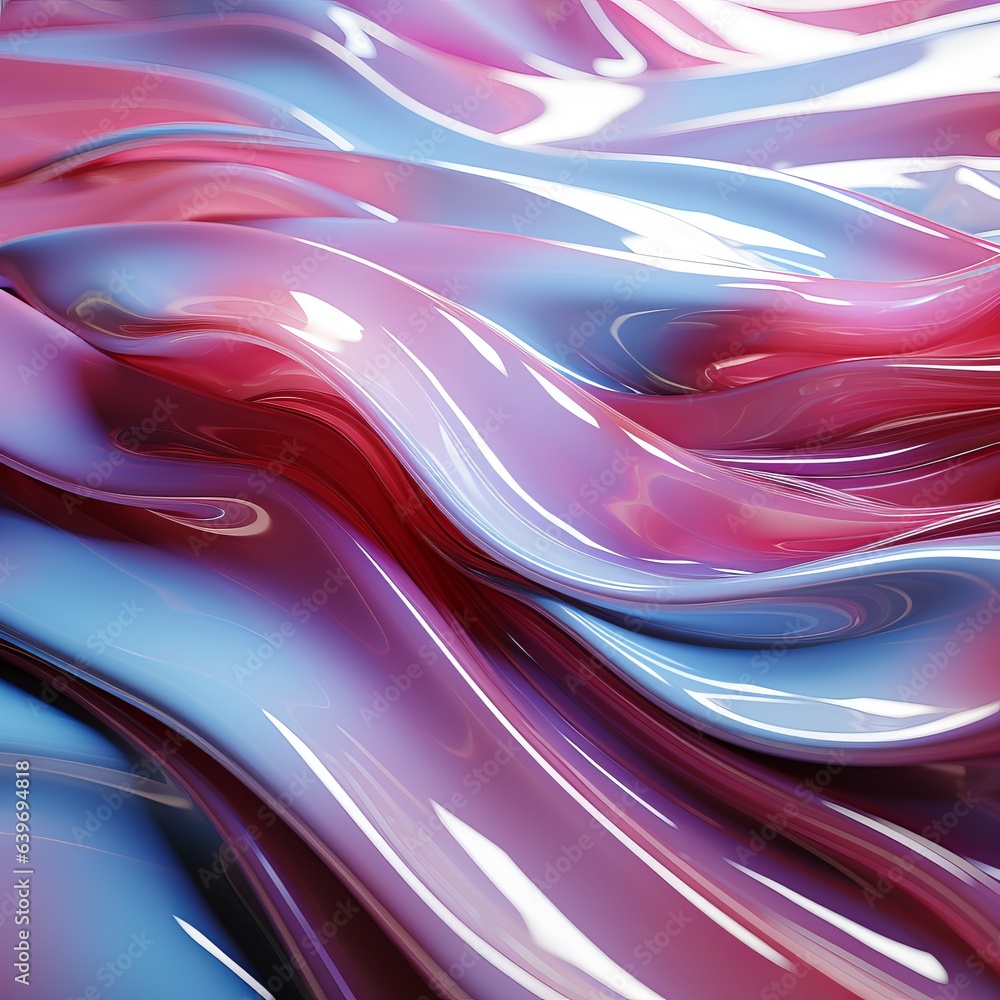 Poster 3d abstract background from holograms top view with pantone barbie pink color, banner with space for