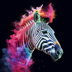 A Multicolored Fantasy Zebra in Abstract Splendor