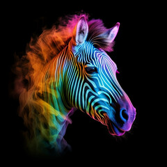 Fototapeta na wymiar A Multicolored Fantasy Zebra in Abstract Splendor