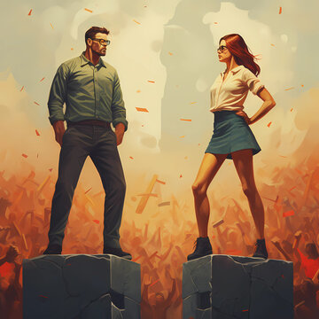 Illustration on the theme of equality between men and women and the fight against discrimination