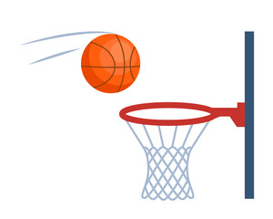 Basketball. Ball flying into the basketball ring. Vector illustration.