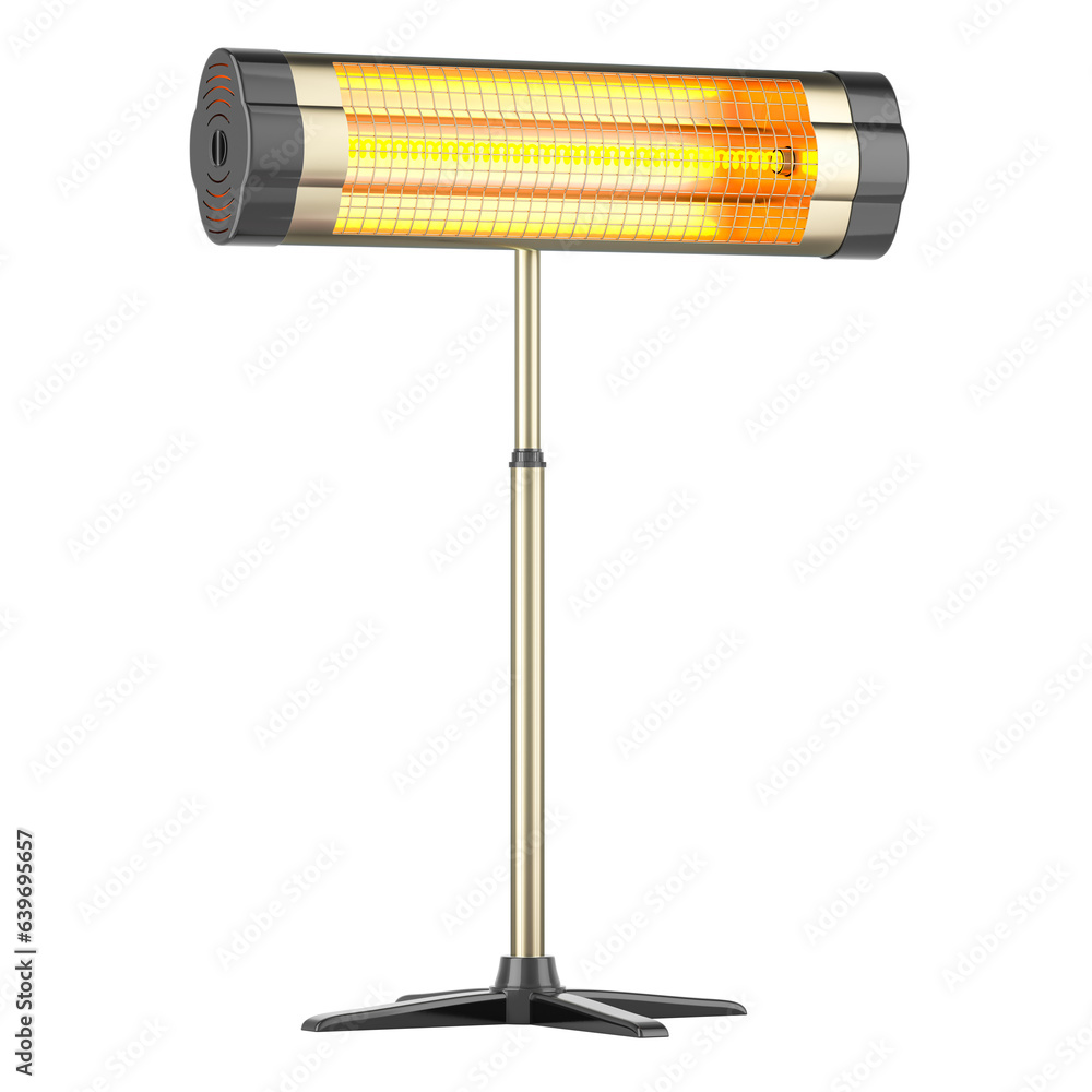 Poster infrared heater, halogen heater. 3d rendering isolated on transparent background