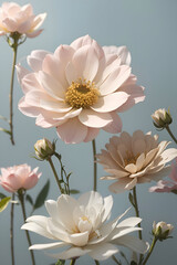 Flowers, minimalistic flower art, mild colours, boho style, generative AI