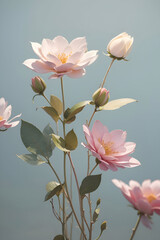 Flowers, minimalistic flower art, mild colours, boho style, generative AI