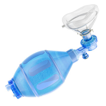 Bag Valve Mask, Ambu bag, manual resuscitator, self-inflating bag. 3D rendering isolated on transparent background
