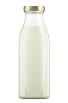 Full Milk Bottle, 3D rendering isolated on transparent background