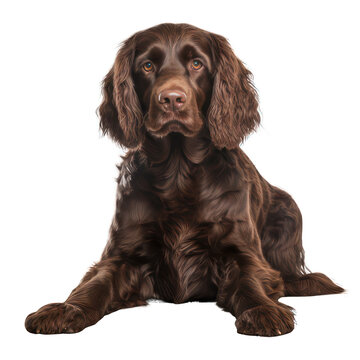 American Water Spaniel whole body isolated on white created with Generative AI