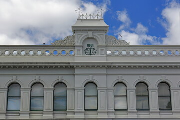 Fototapeta na wymiar Facade of Renaissance revival building erected in AD 1881 on Lydiard Street south. Ballarat-Australia-884