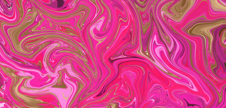 Abstract background texture of iridescent paints. Colorful golden and pink background.