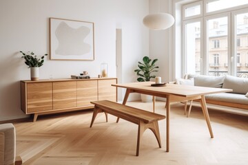modern living room with kitchen