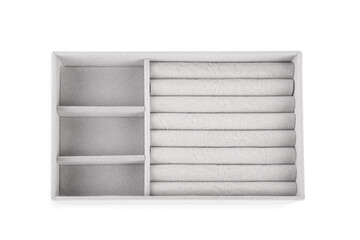 Empty organizer for jewelry on white background